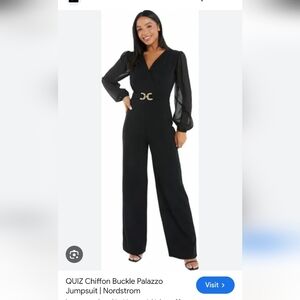 Quiz Black Chiffon Buckle Palazzo Jumpsuit